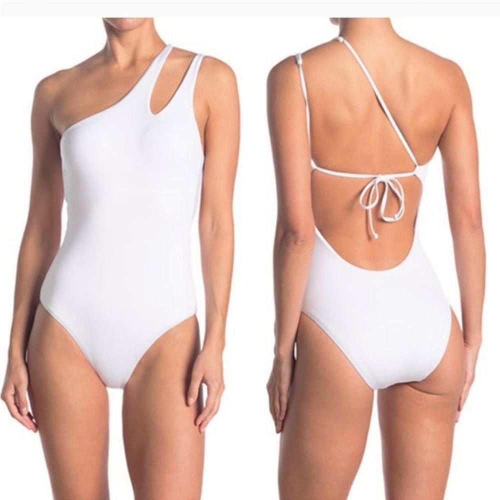 Becca Asymmetrical Tie Back One-Piece Swimsuit